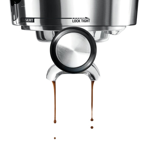 close up on espresso shot from dual boiler