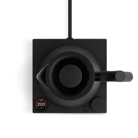 Fellow Corvo EKG Pro Electric Kettle Black electric kettle with temperature display on a white background