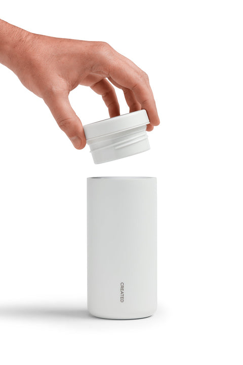 Created Co. Nomad Sip Tumbler 12oz in White — Ceramic-Coated Insulated Travel Mug