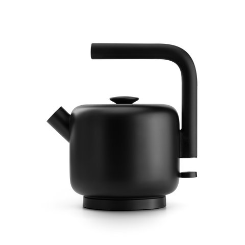 Black electric kettle on a white background