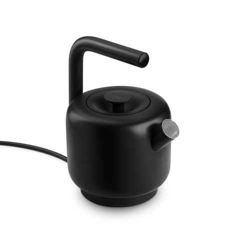 Black electric kettle on a white background