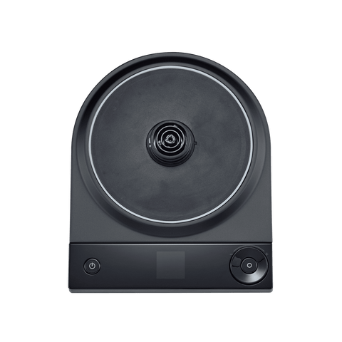 Black turntable on a transparent background
