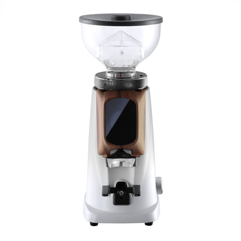 Fiorenzato AllGround All-Purpose Coffee Grinder in White w/Walnut  on a white background