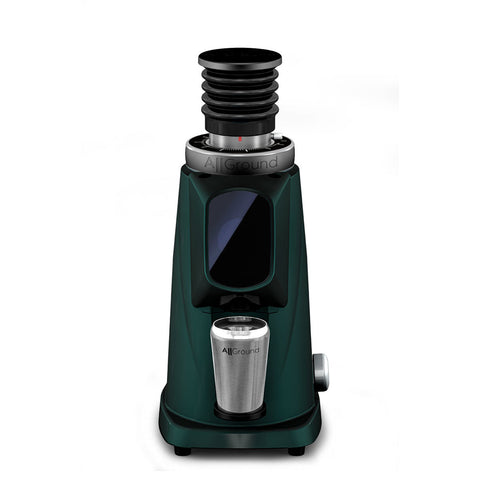 AllGround ProBrew filter coffee grinder in forest green with 54mm conical burrs