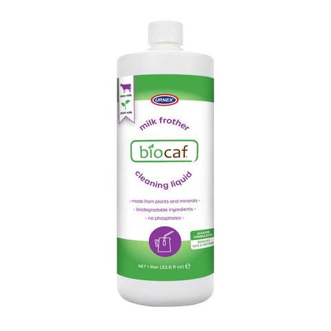 Biocaf cleaning liquid bottle on a white background