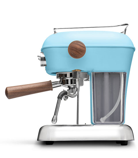 Side View of the Ascaso Dream PID Automatic Home Espresso Machine - Kid Blue on a white background