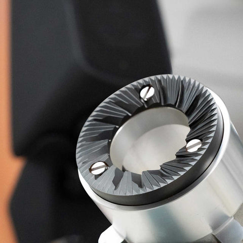 Close-up of a Fiorenzato AllGround All-Purpose Coffee Grinder in Black Matte