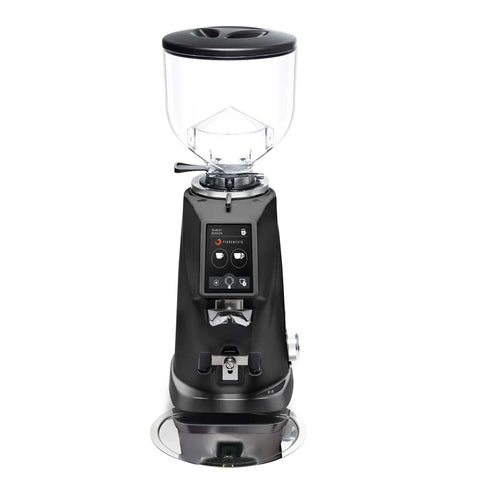 Fiorenzato F4 Evo On-Demand Espresso Grinder with clear top on a white background