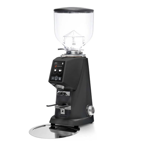 Fiorenzato F4 Evo On-Demand Espresso Grinder with clear top on a white background