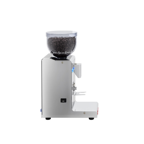 LELIT Fred Espresso Grinder with coffee beans on a white background