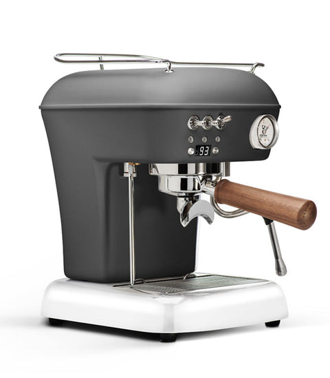 Ascaso Dream PID Automatic Home Espresso Machine - Anthracite with wooden handle on a white background
