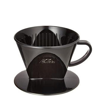 Kalita Plastic Black coffee dripper on a white background