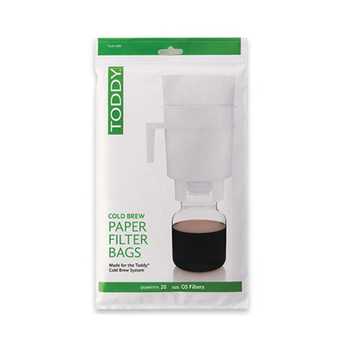 Packaging of Toddy cold brew paper filter bags on a white background