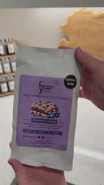 video of blueberry sweet crumble coffee brewed as an espresso for a iced coffee