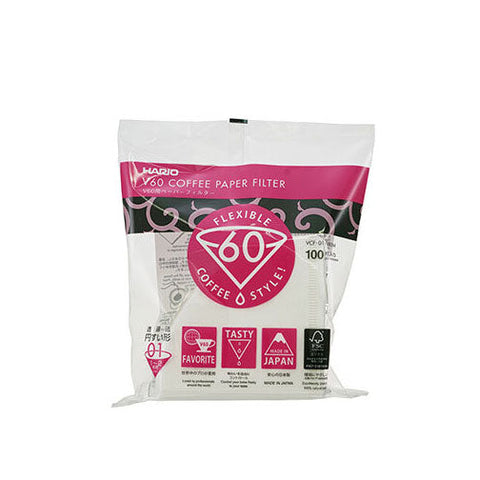 Hario V60 coffee paper filter packaging on a white background