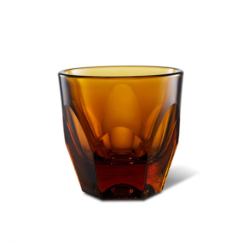 notNeutral cortado Amber glass tumbler on a white background