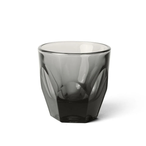 notNeutral cappuccino Smoky gray glass tumbler on a white background