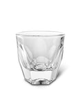 Clear glass tumbler on a white background