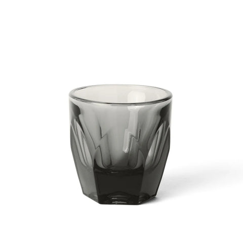 notNeutral cortado Smoky gray glass tumbler on a white background